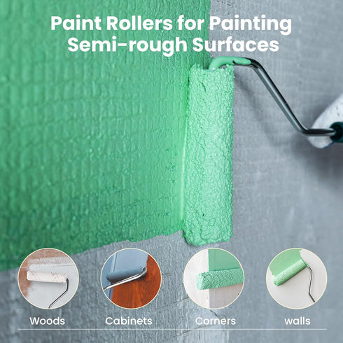 Mister Rui Microfiber Paint Roller 4 Inch, 10 Pack Small Paint Roller Covers, Mini Roller for All Paints and Stains
