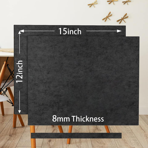 8 MM Thick Felt Furniture Pads (Non-Adhesive), 15 x 12 Black Felt Pads for Furniture, Cuttable Felt Furniture Pads for Hardwood Floors, Thick Felt Sheets for Crafts 2Pack