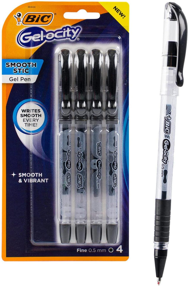 BIC 4pk Gelocity Stick Gel Pen, Black, 1 Count (Pack of 4)