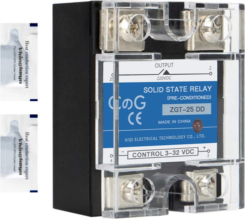 CG Solid State Relay SSR-25DD DC to DC Input 3-32VDC to Output 5-240VDC 25A Single Phase Plastic Cover