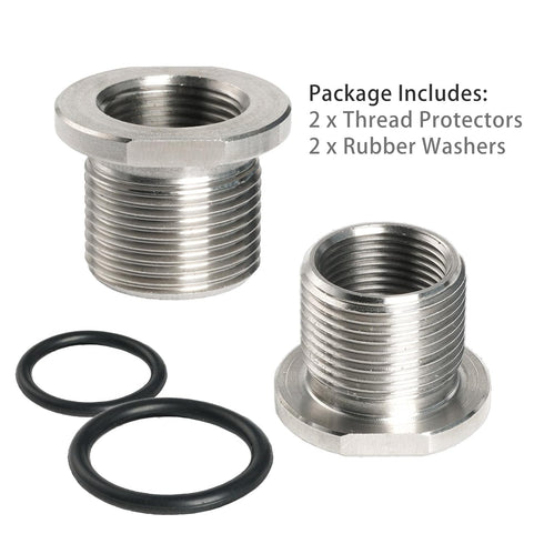 2 Pack Thread Adapters and Washers, 1/2x28 to 5/8x24 Stainless Steel Thread Protector with Rubber Washer