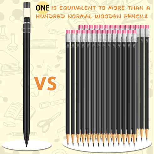 Marsui 40 Pcs Everlasting Pencil, Forever Inkless Pencil with Eraser for Writing, Drawing, School Supplies