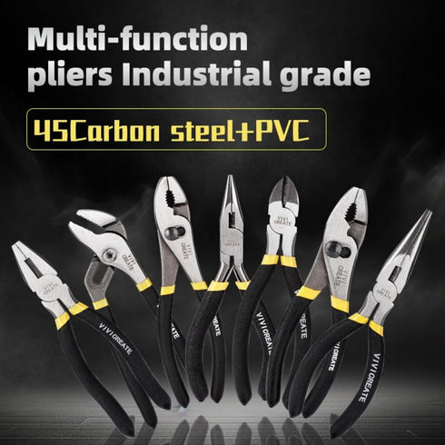 7-Piece Set Vivicreate Pliers Heavy Duty Multipurpose Tools for Home Repair DIY Auto Electrical Work Includes Long Nose