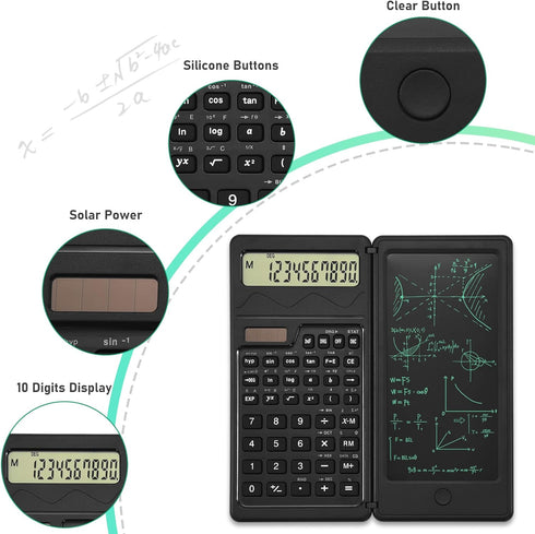 EooCoo Calculator with Notepad,10-Digit Large Display Office Desk Calcultors,Support Solar and Battery,Professional Foldable Calculator for Students, Office Desk Accessories