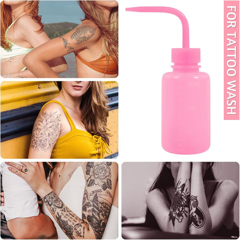 4 Packs 150ml) Tattoo Wash Bottle Water Squirt Squeeze Diffuser Bottles (Pink