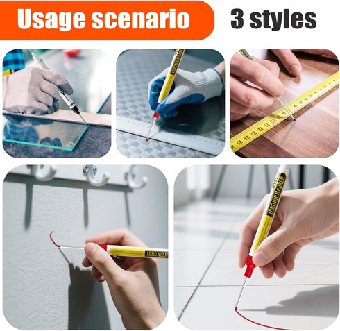 BERHW 12 5 Set Pcs Multi-Purpose Long Head Deep Hole Marker Pens, Long Nib Marker For Metal, Quick Dry Waterproof