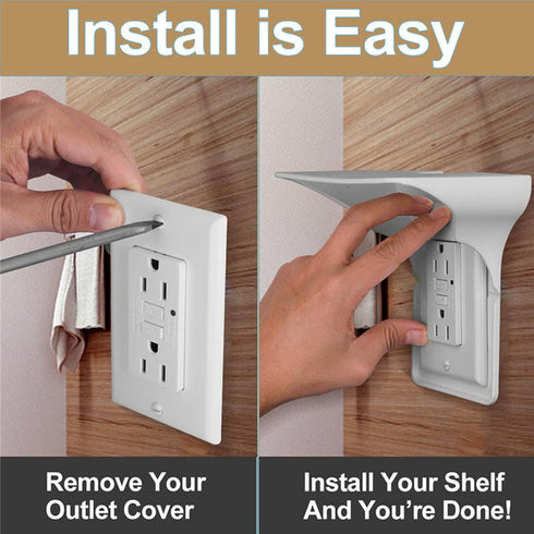 LOUIS FELT 2 pack Double Wall Outlet Shelf with Cord Storage-wall outlet shelf, outlet shelf storage Perfect