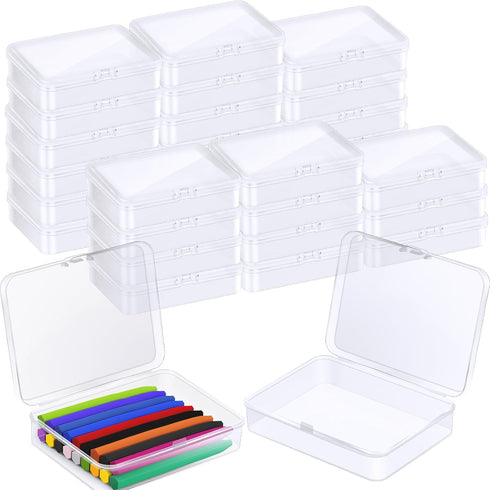 Dcocdeely 18 Pcs Plastic Crayon Box Holds 24 Crayon With Hinged Lid, Clear