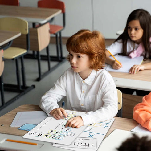 Set of Dry Erase Addition, Subtraction, Multiplication, and Division Practice White Board for Kids