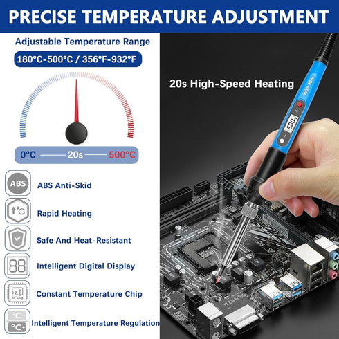 Lunamor Set 80W 110V Set 16-in-1 180-500 Soldering Iron Heat Insert Tool, LCD Digital Soldering Welding Iron Kit