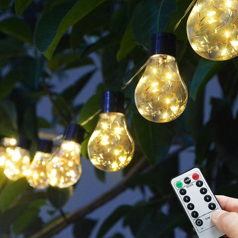14ft Battery Operated 20 Hanging Bulb 100 LED String Lights, Vintage Outdoor Lights for Home, Patio, Christmas Party