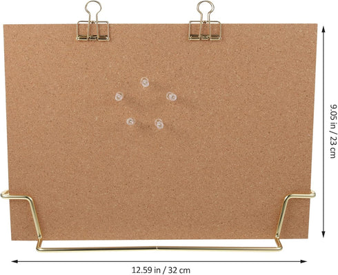 TOYANDONA Cork Board Bulletin Board with Metal Stand, Wooden Pin Notice Message Pin Board Desktop Memo Board for Home Office (Golden Base) by TOYANDONA