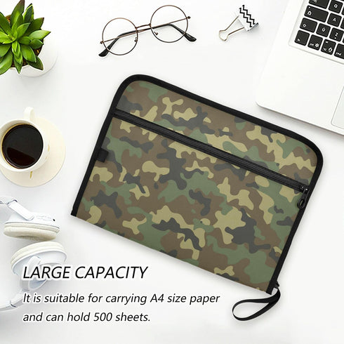 Camouflage Military Army Expanding File Folder, Camo Woodland, A4 Letter Size, Portable Paper Document Organizer