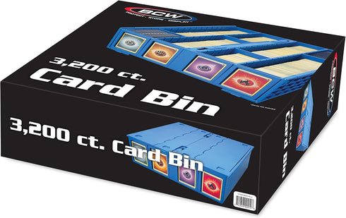BCW Collectible Card Bin - Single Blue | Storage Box for Trading Cards Holds 3200 Cards | Includes 4 Card Storage