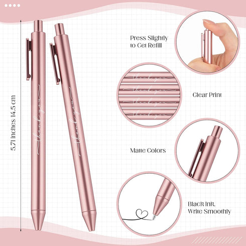 Dispowreath 100pcs Thank You Pens Bulk Cute Multicolor Ballpoint Pen for Server Employee Appreciation Gifts for Social