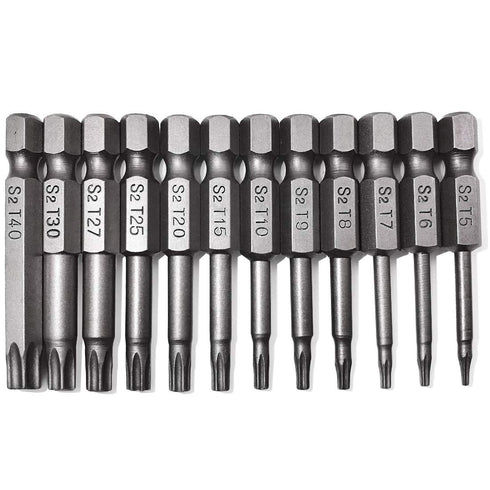 Torx Screwdriver Bit Set, PTSLKHN S2 Steel Magnetic Security Tamper Proof Star 12PCS Tools, 1/4" Hex Shank