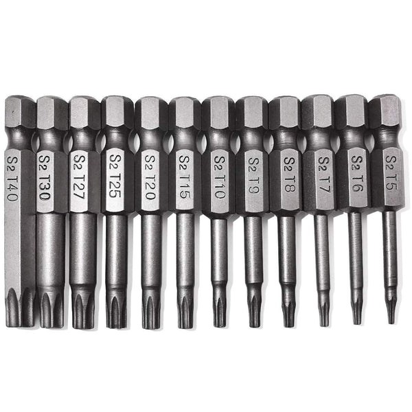Torx Screwdriver Bit Set, PTSLKHN S2 Steel Magnetic Security Tamper Proof Star 12PCS Tools, 1/4" Hex Shank