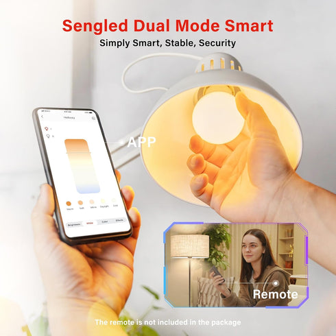 Sengled Bulbs Bulbs 2700K-6500K Dimmable, Bulbs 60W (4P Dual Mode Smart Light with Remote & App Control, LED Remote