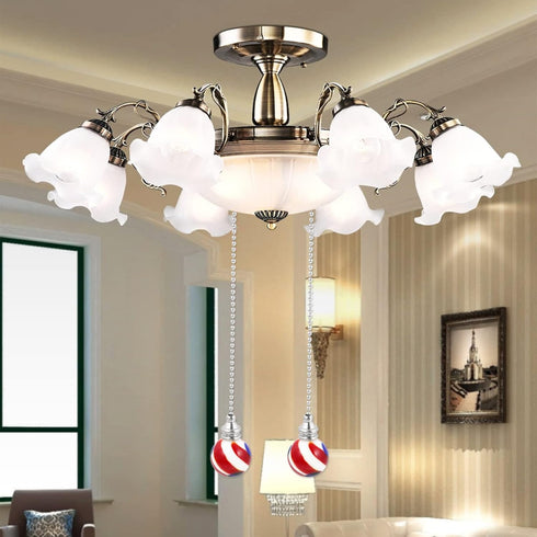 Unique Pull Chain Chandelier Pendant for Ceiling Fan Decor