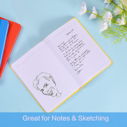 SUIN Hardcover Journal Notebooks - 6 Packs A5 Lined Journals, 200 Pages, 8.2 x 5.5 inch, Classic Ruled Notebooks