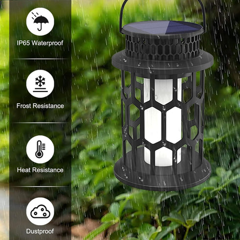 2 Packs Solar Lights for Outside, Upgraded Solar Lanterns Flickering Flame Outdoor Waterproof Hanging Lanterns