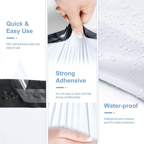 Metronic 300 Pcs Poly Mailers - 12x15.5 Medium Size Shipping Bags for Small Business Supplies, White