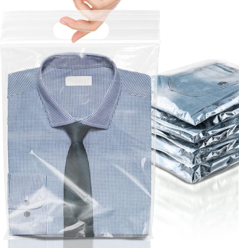 Die Cut Zipper Bags Pack of 50 Clear Polyethylene 13 x 15 Inch Reclosable Zip Bags for Clothes