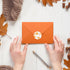 Whaline 50Pcs Fall Invitation Envelopes, Orange Pumpkin Greeting Card Holders with Stickers, V-Flap Envelopes Gift Card
