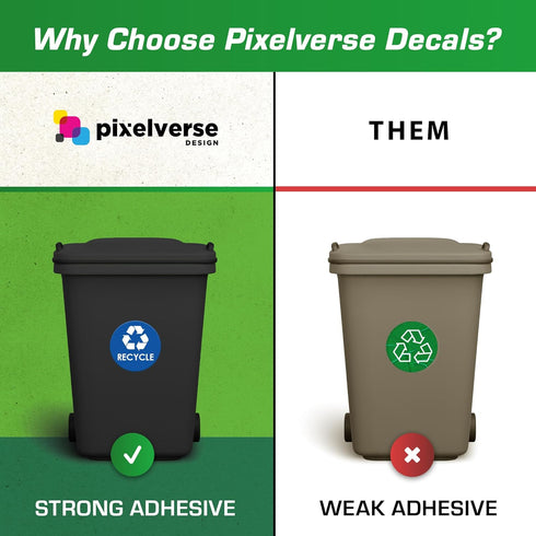 Trash Recycle Compost Stickers - 6-Pack, 4" Inch Round Decals for Indoor & Outdoor Waste Management