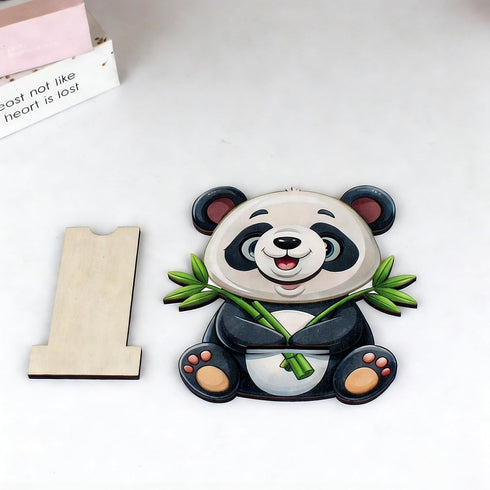 5.9x5.7 Inch Panda Eyeglass Holder, Funny Animal Decorative Eyeglass Organizer Stand with Bamboo Design, Desk Decor
