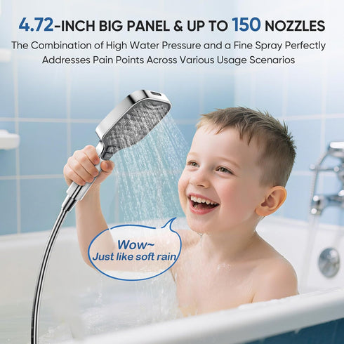 ENRUNEST Handheld,8 Nozzles,Built-in Pets,59 304 High Pressure Shower Head with Modes,Heat-Resistant Premium ABS