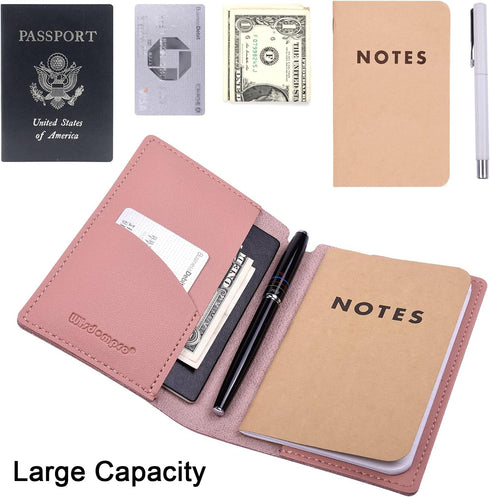 Journal Cover, 2 Pack Wisdompro PU Leather Notebook Cover for Field Notes,or Other 3.5" x 5.5" Pocket Notebooks - Pink