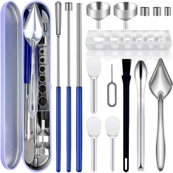 16 Pcs Versatile Capsule Filling Tool Kit for Gel Capsules, Pill Filling Tools with Micro Funnel and Lab Scoops