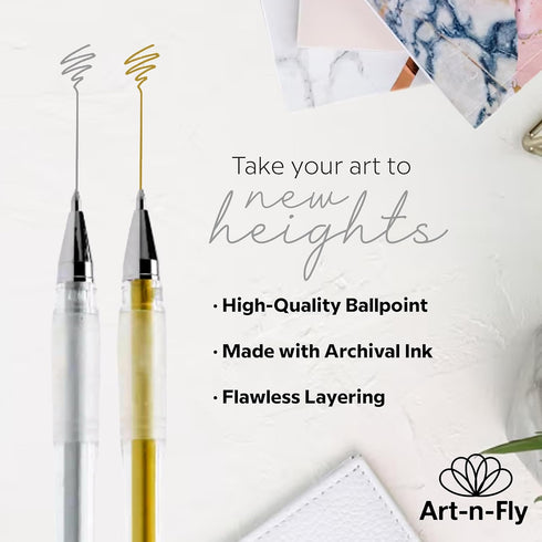 Gold & Silver Gel Pen for Artist, 0.7mm Fine Point, Gold Ink Pen with Japanese Ink, 6 PACK