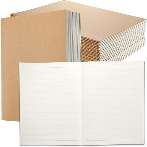 Lincia 24 Pack Large Kraft Notebooks - 8.5 x 11 inch College Ruled Notebook Bulk for School and Office Writing