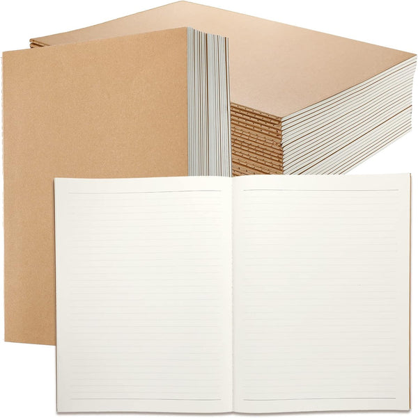 Lincia 24 Pack Large Kraft Notebooks - 8.5 x 11 inch College Ruled Notebook Bulk for School and Office Writing