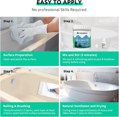 35oz Countertop Tub and Tile Refinishing Kit with Tools, Low Odor DIY Bathroom Paint Sink Tub Tile Shower Paint