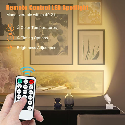 Kandicyar 2 Pack 5W Dimmable 3 LED Spot Lights Indoor, Uplighting with Remote Control & Timer, Uplights Indoor Floor