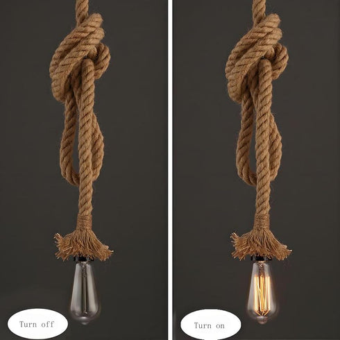 EmyZoeilure E26/E27 Lighting(Bulb (1 2m) Hemp Rope Pendant Light Fixture Base, Vintage Ceiling Lamp,Retro Style
