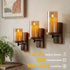 5plots 3D Set 3, D3 H4 5" 6" Glass Battery Operated Gold Flameless Candles with Remote Timer, Wick Real Wax Pillar Led