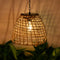 Outdoor Solar Hanging Lantern, Natural Seaweed Rattan Bamboo Hand-Woven Pendent Chandelier Light