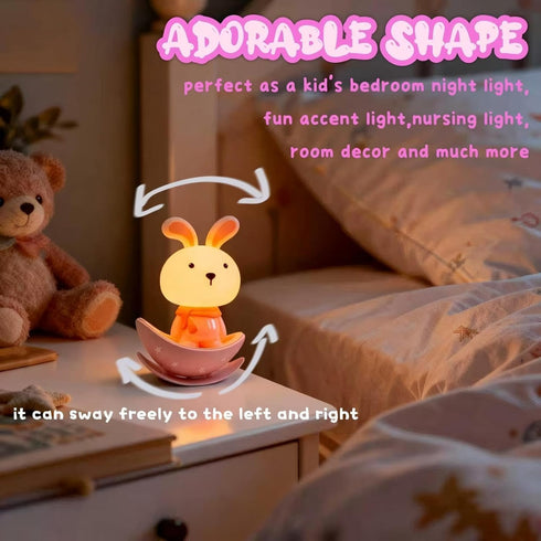 ShonlPin Night Lights for Kids,Rechargeable Nursery Night light,Small Lamps for Baby Nursery,Pink Lamps Bunny, Soft