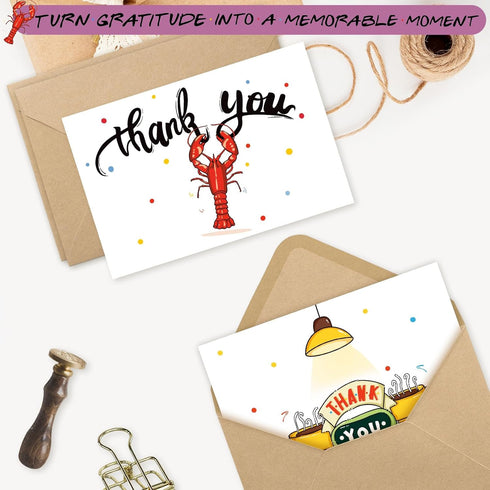 Tbwoet 48 Pack 4 6 Friend Funny Thank You Cards Wtih Envelopes & Stickers, Funny Greeting Note Blank Cards