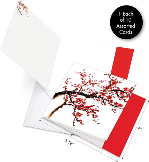 The Best Card Company - 10 Assorted Flower Cards Blank (4 x 5.12 Inch) - All Occasion Floral Greetings Boxed, Cheers