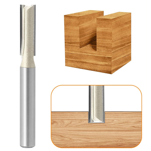 Straight Cut Router Bit, 1/4" Dia. 2-Flute Carbide Tipped Router Bit with 1/4" Shank