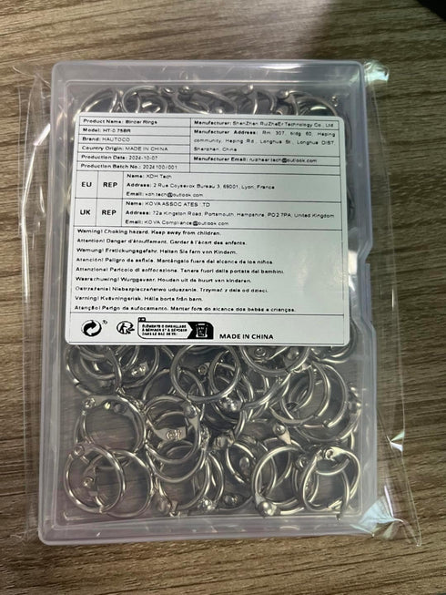 HAUTOCO 100 Pcs Loose Leaf Binder Rings, 0.75 Inch Nickel Plated Metal Rings for School Home Index Cards