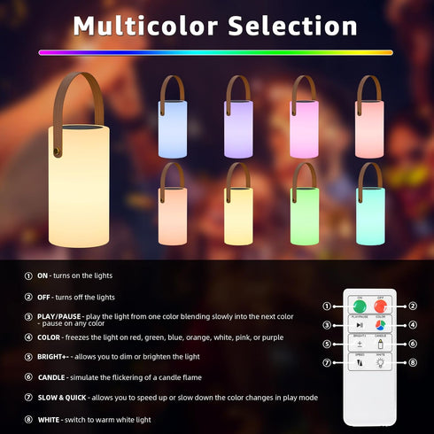 2 1 IP44 Portable Solar Table Lamp in Charging Outdoor Lantern with Remote RGB Cordless Lights, Water-Resistant