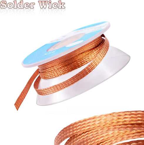 Solder Wicks, 2 Pack No-Clean Solder Braided Wicks Desoldering Wicks For Solder Removal Tool, 0.1 Inch Width 1.5 Meter Length