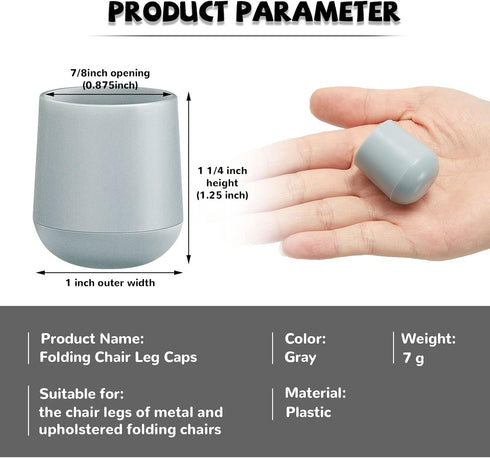 72 7/8 Inch Jetec Pieces Folding Chair Leg Caps Heavy-Duty Plastic Chair End Caps Non-Marring Furniture Glides Round