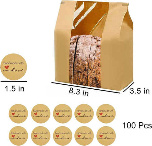 NOONEAST 50 Pack 14" 8.3" 3.5" Packaging Large Paper Bread Bags for Homemade Bread Sourdough Bags x x with Tin Tie Tab
